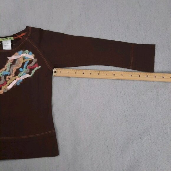 Little Mass Girls Outfit 6 Brown Yarn Top & Blue Flare Jeans Y2K Boho 2000s - Picture 14 of 16